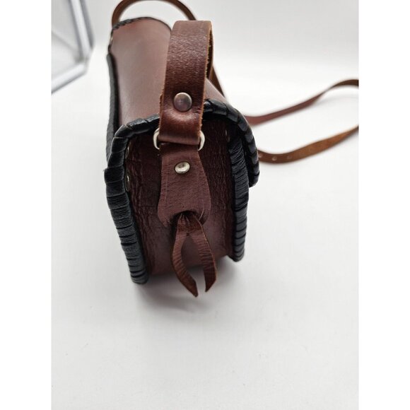 Vintage Four Winds Leather Crossbody Purse Handbag,Pewter Accents Western Boho - Picture 7 of 15